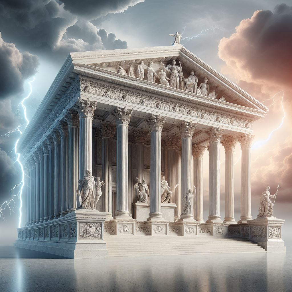 Digital art of a Roman temple